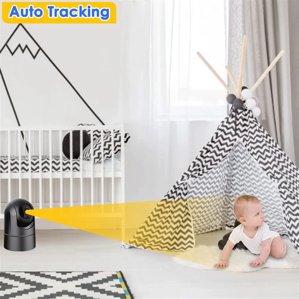 Kamery bezpieczeństwa, Kamera IP 5G 1080P niania elektroniczna Baby Monitor kamera bezpieczeństwa cctv kryty AI śledzenie IR Night Vision monitorująca wideo Alexa P2P(4MP Camera)