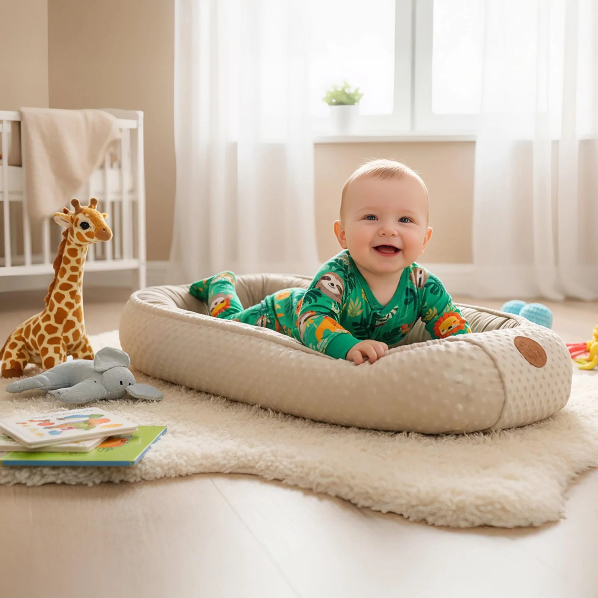 Ciepłe kokon niemowlęcy 90x50 cm - kokon przytulankowy kokon niemowlęcy zima/jesień kokon babynest safari toffi