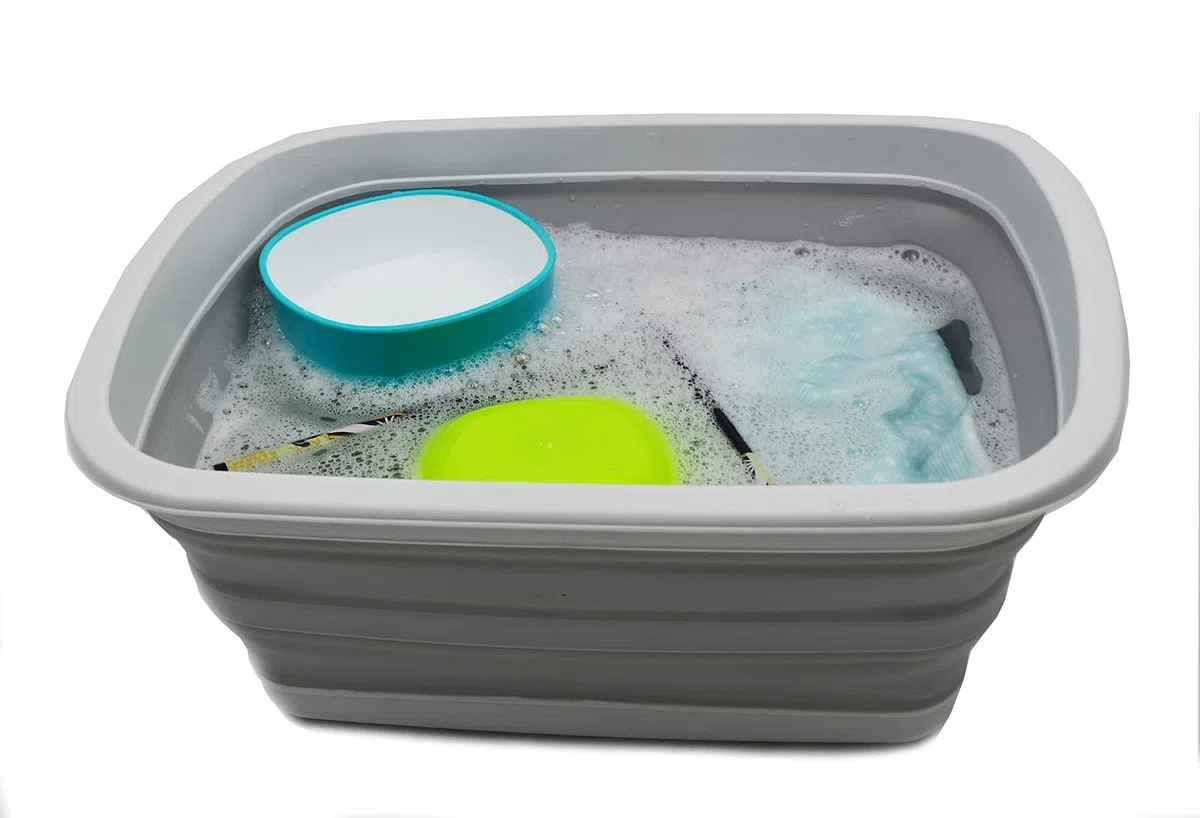SAMMART 10 l składana wanna - składana wanna do naczyń - przenośna umywalka - oszczędność miejsca plastikowa wanna (szara, 1)