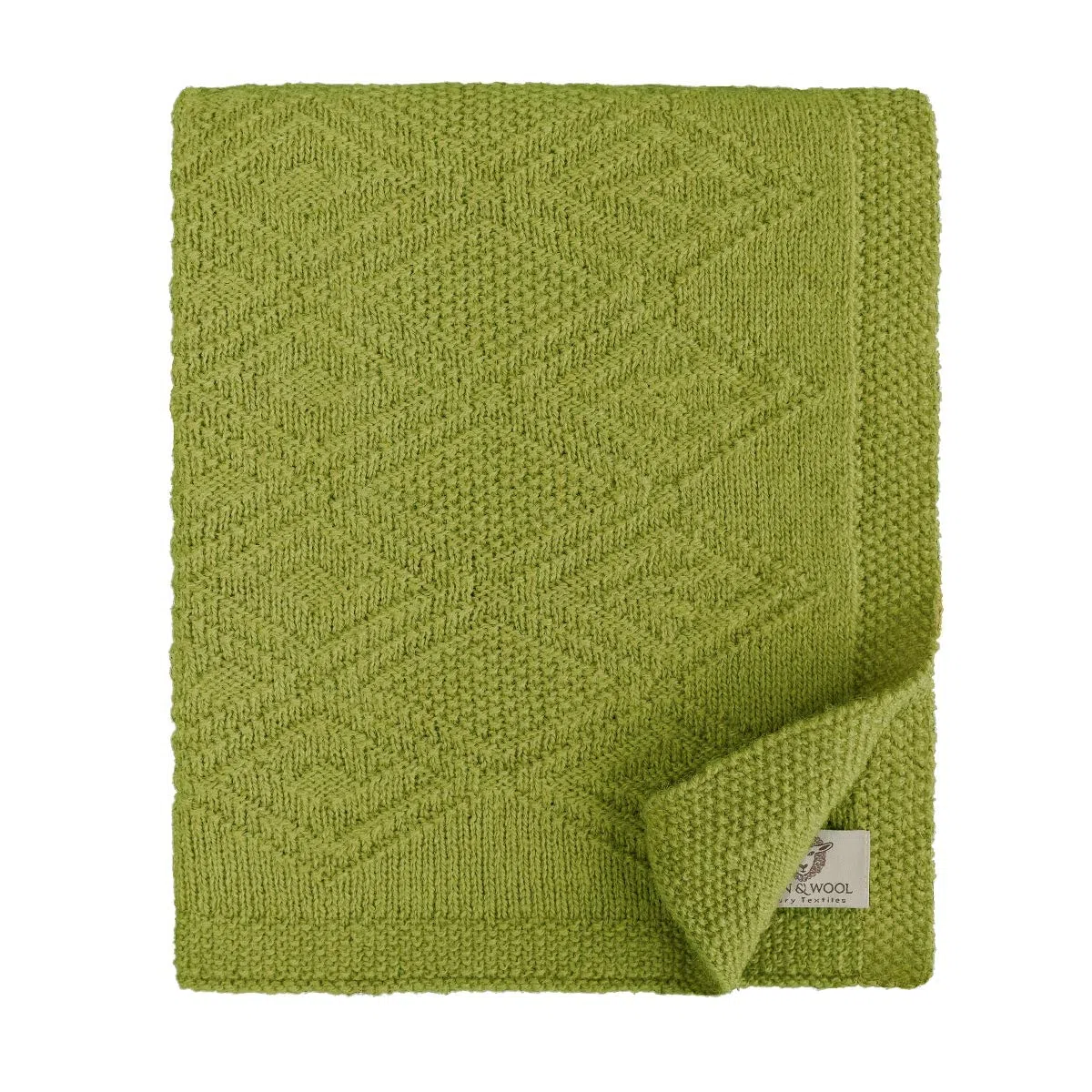 Linen & Cotton Miękki dzianinowy koc dla niemowląt Lilou dla chłopców dziewcząt - 100% czysta wełna nowozelandzka, zielony (85 x 65 cm) zwijany koc do owinięcia w podróż, łóżko do łóżeczka dziecięcego, wózka, wózek dziecięcy, kosz na mech