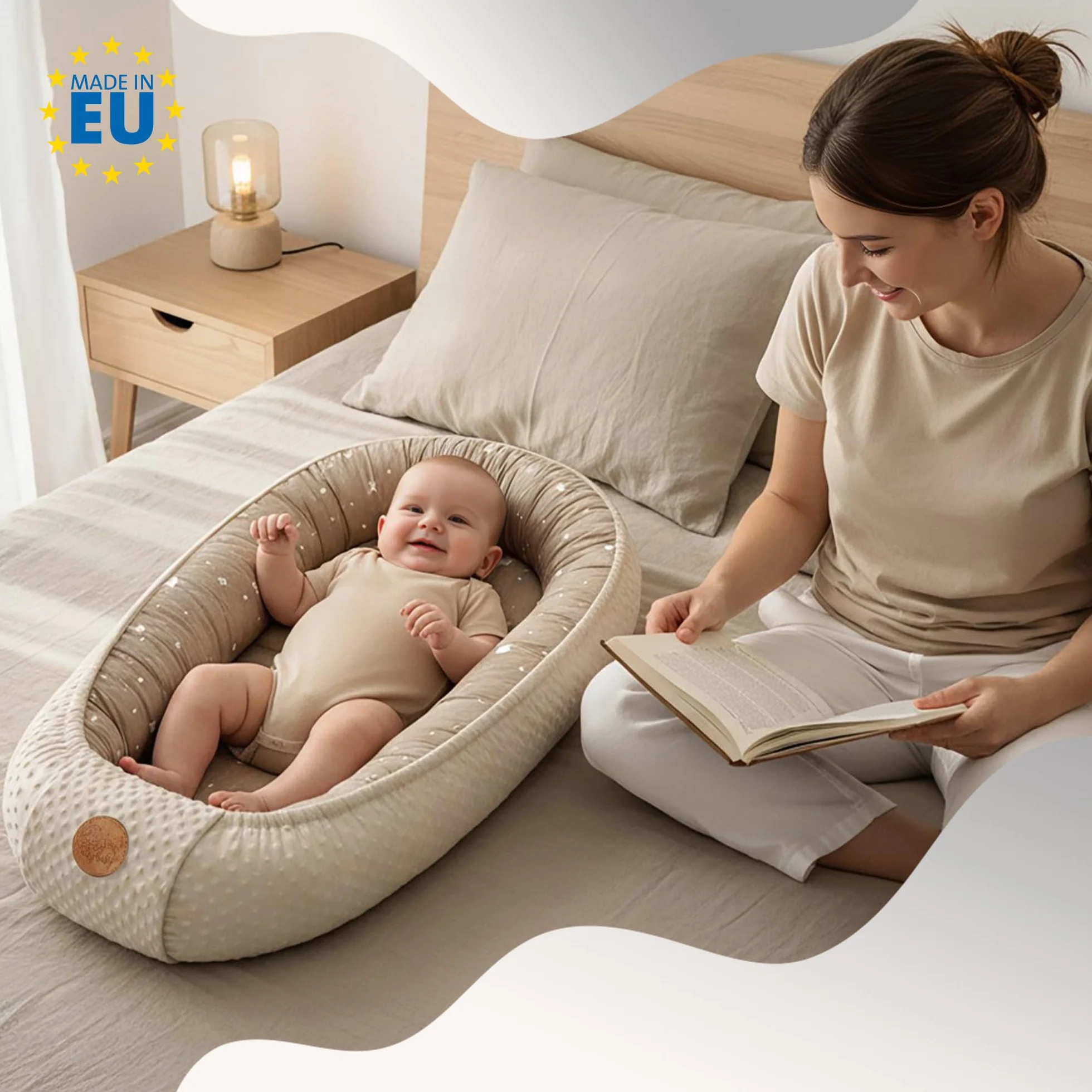 Ciepłe kokon niemowlęcy 90x50 cm - kokon przytulankowy kokon niemowlęcy zima/jesień kokon babynest safari toffi