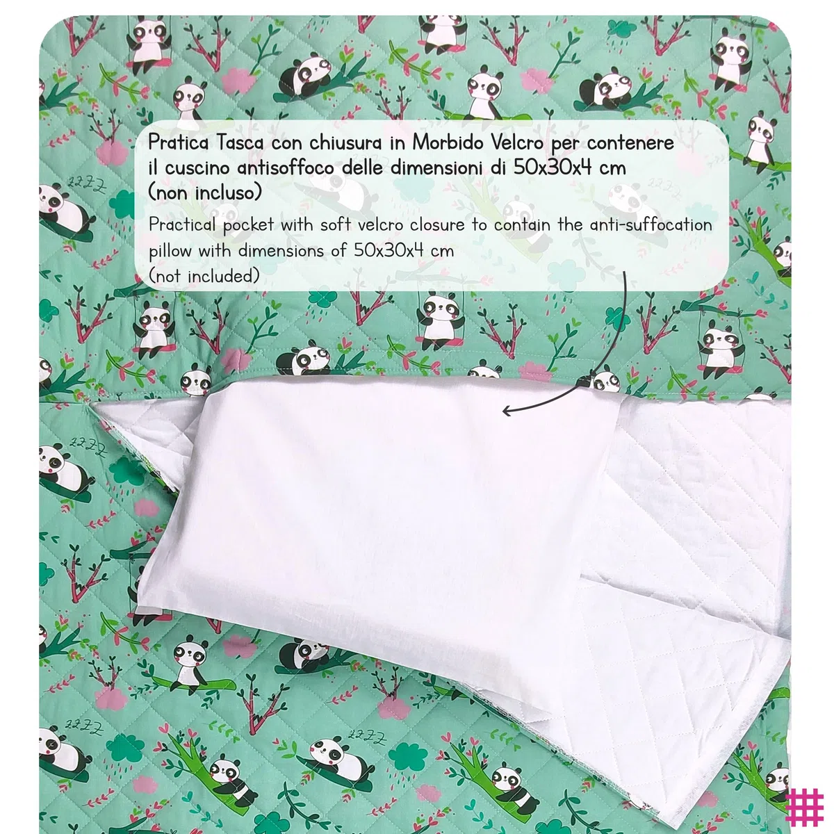 Worek Nanna dla dzieci i Bimba od 2 do 6 lat - 100% bawełna - Made in Italy (Sacco Nanna panda)